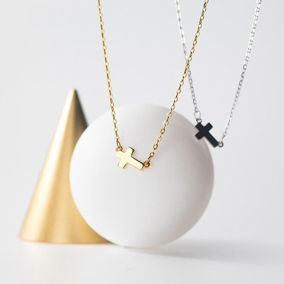 Tiny Cross Necklace - 16 in - Picture 2 of 3